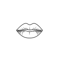 Obraz premium Monochrome Illustration of Human Lips in a Natural Closed Pose