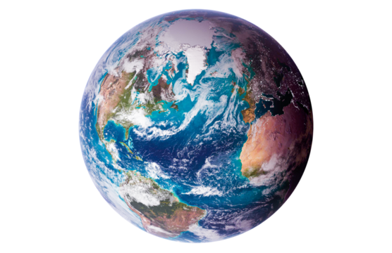 Blue planet earth isolated on transparent background. Elements of this image furnished by NASA
