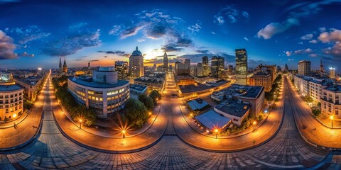 Fototapeta premium Vintage Night City Panorama: 360° Spherical HDRI Environment Map