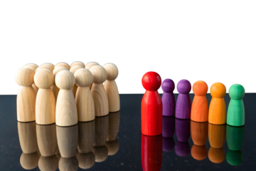 Two groups of people. Social experiments. Control group. Surveys and statistics collection. Division into two types. Study of society and social technologies.