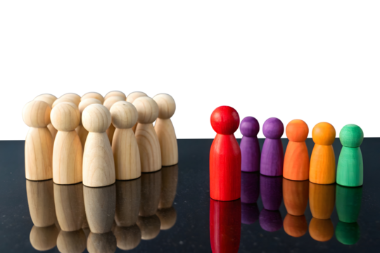 Two groups of people. Social experiments. Control group. Surveys and statistics collection. Division into two types. Study of society and social technologies.