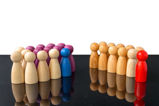 Two groups of people. Social experiments. Control group. Surveys and statistics collection. Division into two types. Study of society and social technologies.