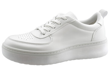  White sneakers with platform soles, isolated on a transparent background png
