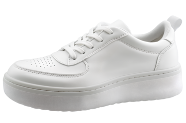  White sneakers with platform soles, isolated on a transparent background png