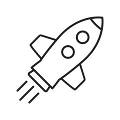Rocket line icon. Flying rocket line icon.