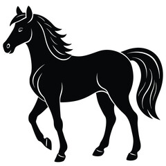 Obraz premium Elegant Black Horse Silhouette Vector Illustration of a Majestic Equine