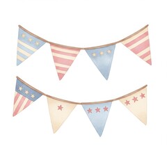 Fototapeta premium Pastel Watercolor Bunting with Stars and Stripes
