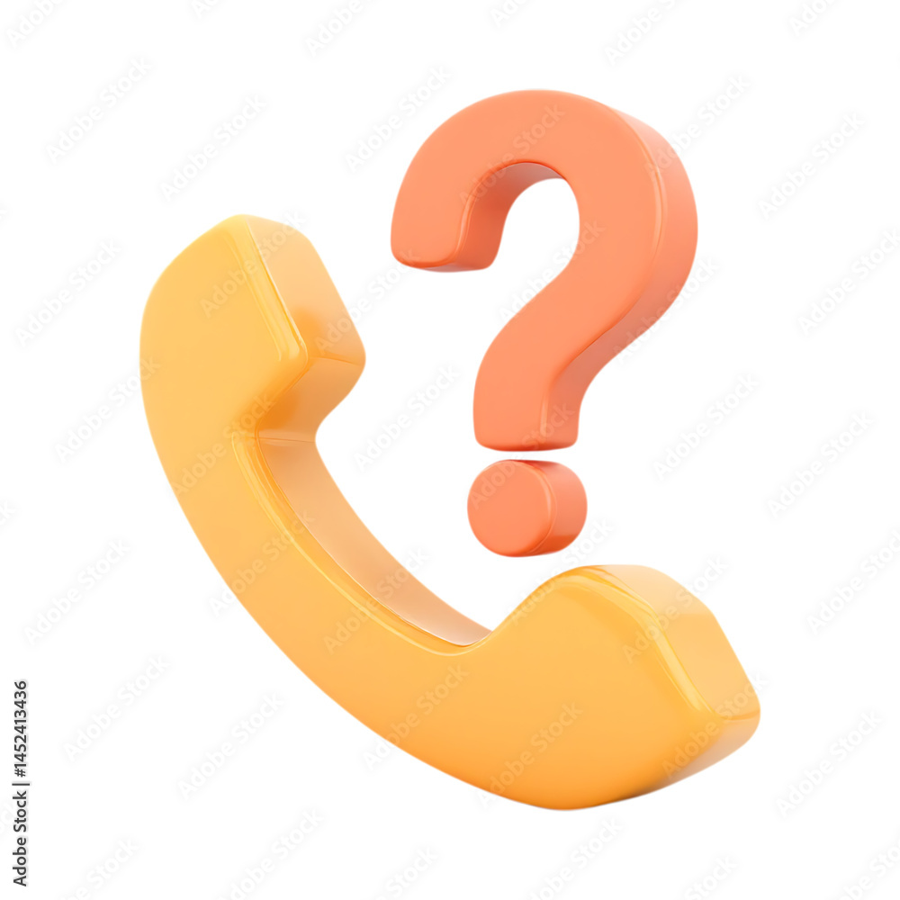 Poster 3d render of a question mark over a phone.