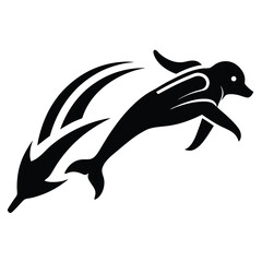 Stylized Dolphin Leaping Tribal Aquatic Design