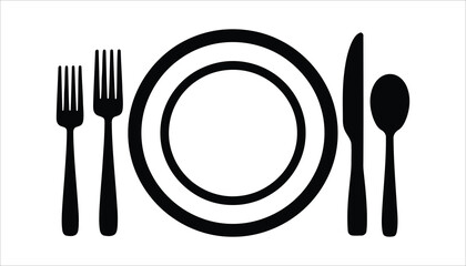 Dining Table Setting, Plate, Fork, Knife, Spoon