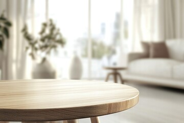 Wooden interior backdrop table minimalist natural.
