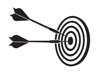 Dartboard with Darts silhouette, Darts in Goal vector illustration on white background