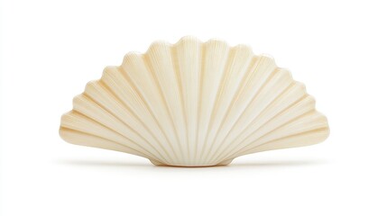 a single scallop seashell, isolated on white background