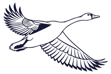 Flying goose vector illustration for wildlife enthusiasts and bird watchers perfect for print and digital use isolated on transparent background © QuickDesign24