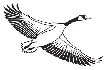 Flying canada goose vector illustration, goose clip art, goose silhouette, bird in flight, wildlife artwork isolated on transparent background