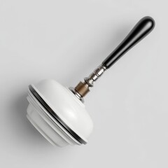 Classic Black Handle Plunger with White Base on Gray Background