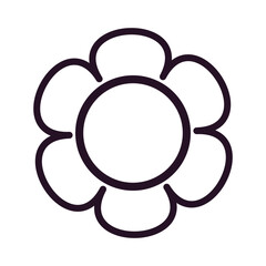 Vector simple hand drawn outline flower template for kids, children