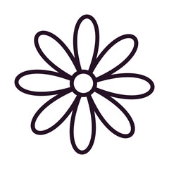 Vector hand drawn outline flower template.  Daisy, sunflower, camomile, gerbera flower for children coloring book, pages, kids game, application