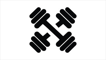 Minimalist Dumbbell Cross Fitness Icon for Gym and Exercise