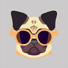 illustration graphic of colorful French bulldog wearing sunglasses