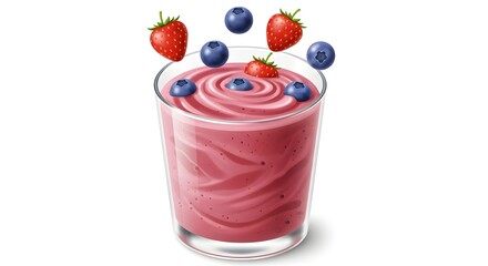 Berry Smoothie with Strawberry and Blueberry