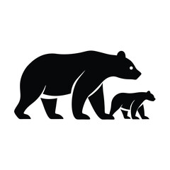 Fototapeta premium Mother Bear and Cub Silhouette Illustration