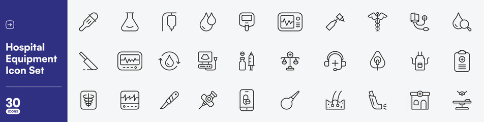 Medical & Healtcare line editable icon set. Medical & Healtcare icons Pixel perfect. medical, pharmacy, cardiology, doctor, nurse, insurance, test tube © Iconiex