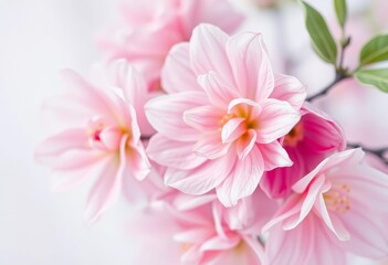 Fototapeta premium Delicate pastel watercolor floral bloom, soft focus, airy, light background, botany, soft