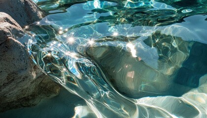 Fototapeta premium Dynamic closeup of pool wave patterns underwater scene nature tranquil environment aesthetic concept