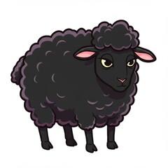 Obraz premium Cute Black Sheep Cartoon Illustration