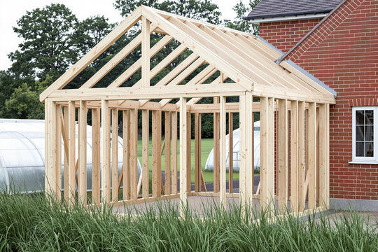wooden framework of a new home extension