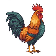 Fototapeta premium Detailed Pixel Art Rooster Illustration