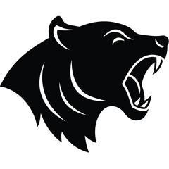 Roaring Bear Head Silhouette Fierce Animal Vector Graphic