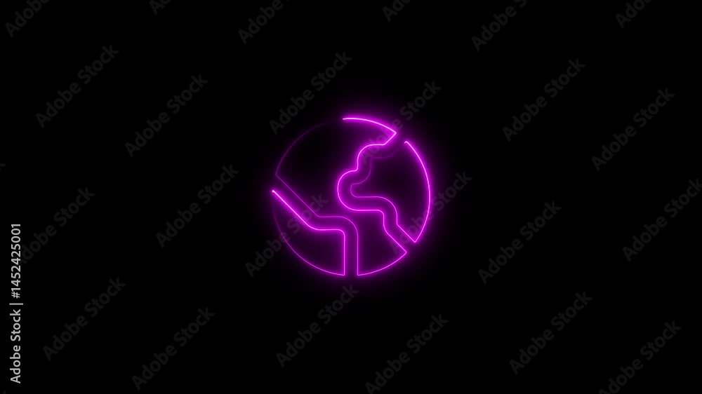 Poster abstract animated neon glow circle shape against a black background