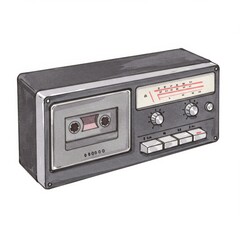 Vintage Cassette Player and Radio Illustration
