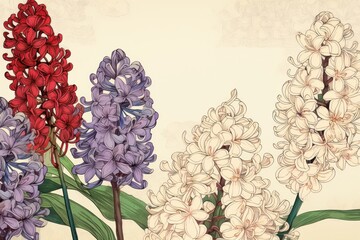 Fototapeta na wymiar White Hyacinth flowers frame blossom plant art.