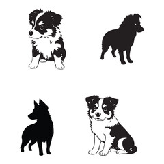 miniature american shepherd Dog black silhouette vector, Simple silhouette Design vector icon with white background