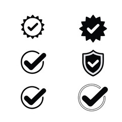"Set of Check Mark Icons – Approval, Verification, and Certified Symbols in Black Vector Style"


