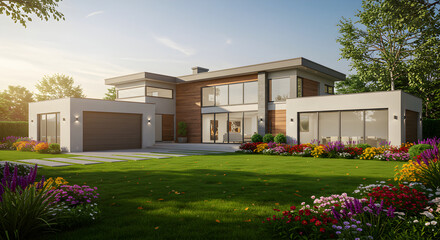 Contemporary Residence Showcasing Landscaping and Modern Architecture Design
