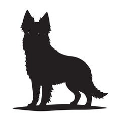 miniature american shepherd Dog black silhouette vector, Simple silhouette Design vector icon with white background