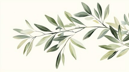 Naklejka premium Detailed olive branch sticker for a Mediterranean-inspired interior