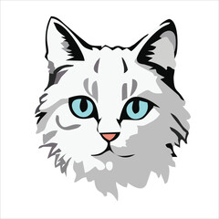 Cute cat face flat design cartoon element illustration