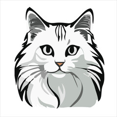 Obraz premium Cute cat face flat design cartoon element illustration