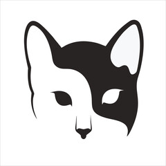 Cute cat face flat design cartoon element illustration