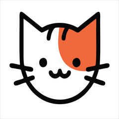 Cute cat face flat design cartoon element illustration