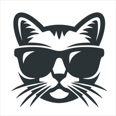 Cute cat face flat design cartoon element illustration