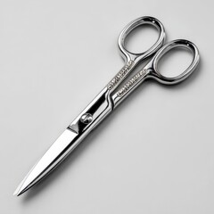 Fototapeta premium High-Quality Silver Scissors on Gray Background for Crafting Use