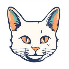 Cute cat face flat design cartoon element illustration