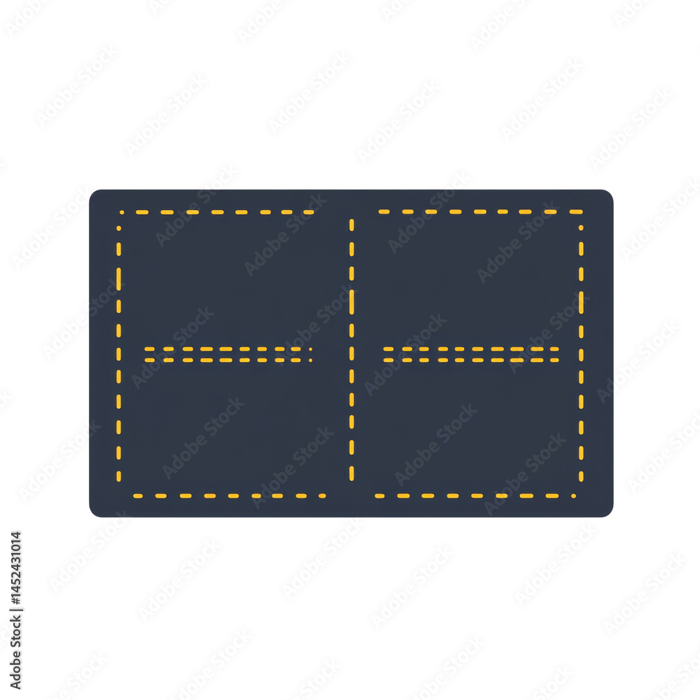 Aufkleber Minimalist double rectangle pattern with stylized stitching on a transparent display