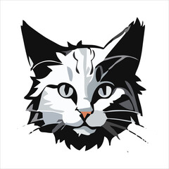 Cute cat face flat design cartoon element illustration